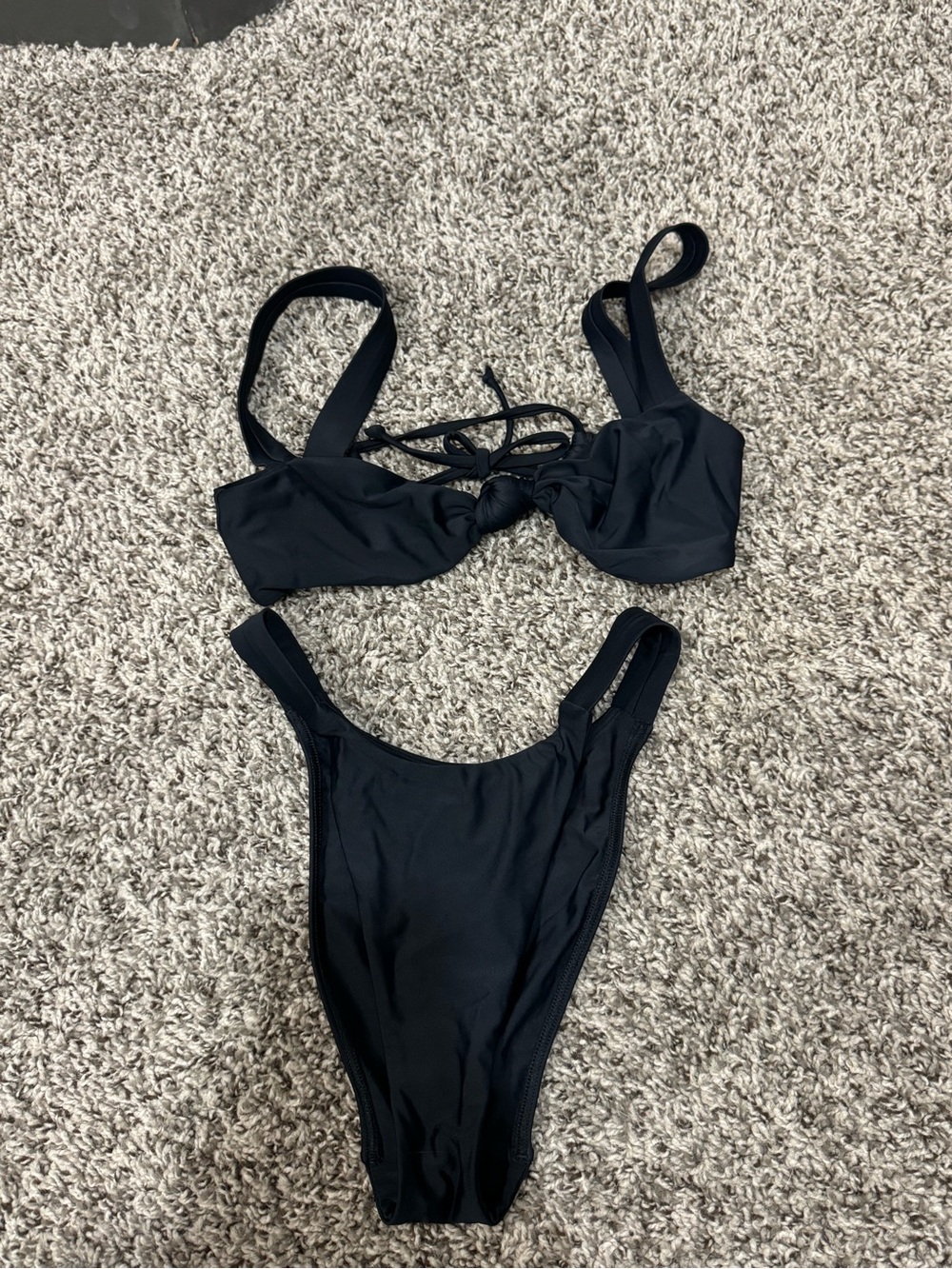 PacSun Black Two-Piece Bikini Set with Tie-Front Top
